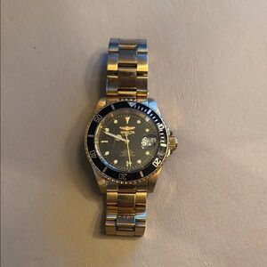 Invicta Gold and Black Stainless Steel Dive Watch